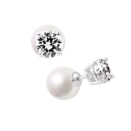 Pendientes de perlas aguadulce con 2 circonitas